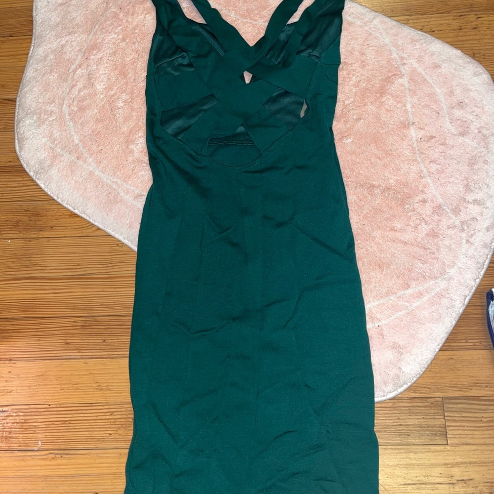 Windsor Green Ruched Halter Bodycon Dress